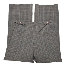 Liz Claiborne Slone Womens Size 10 Brown Orange Plaid Wide Leg Dress Pants